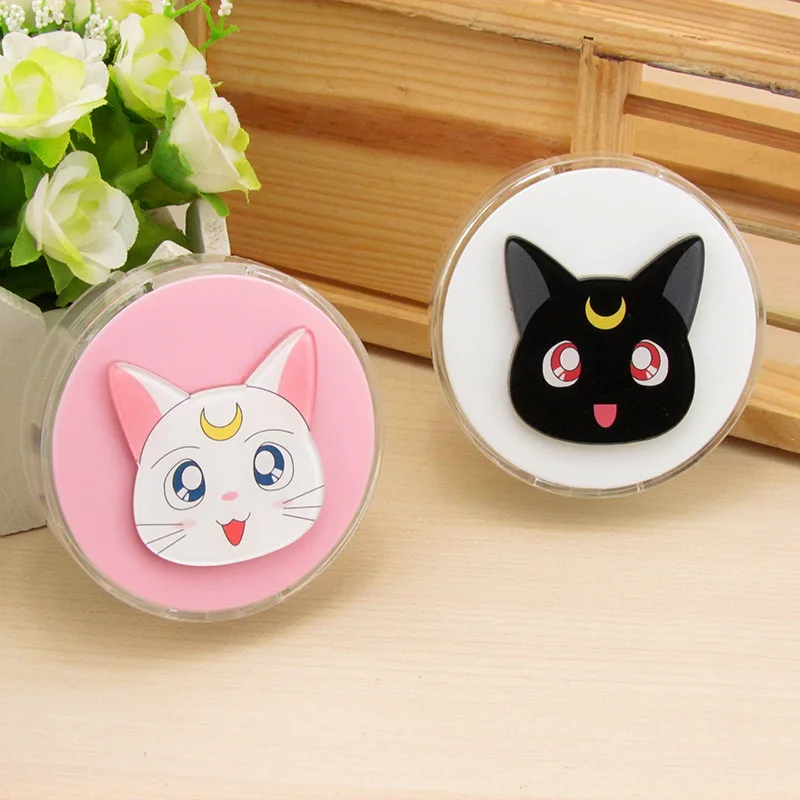 

LIUSVENTINA DIY Acrylic Cute Sailor Moon Cat Contact Lens Case with Mirror Box Container for Contact Lens Merry Christmas Gift