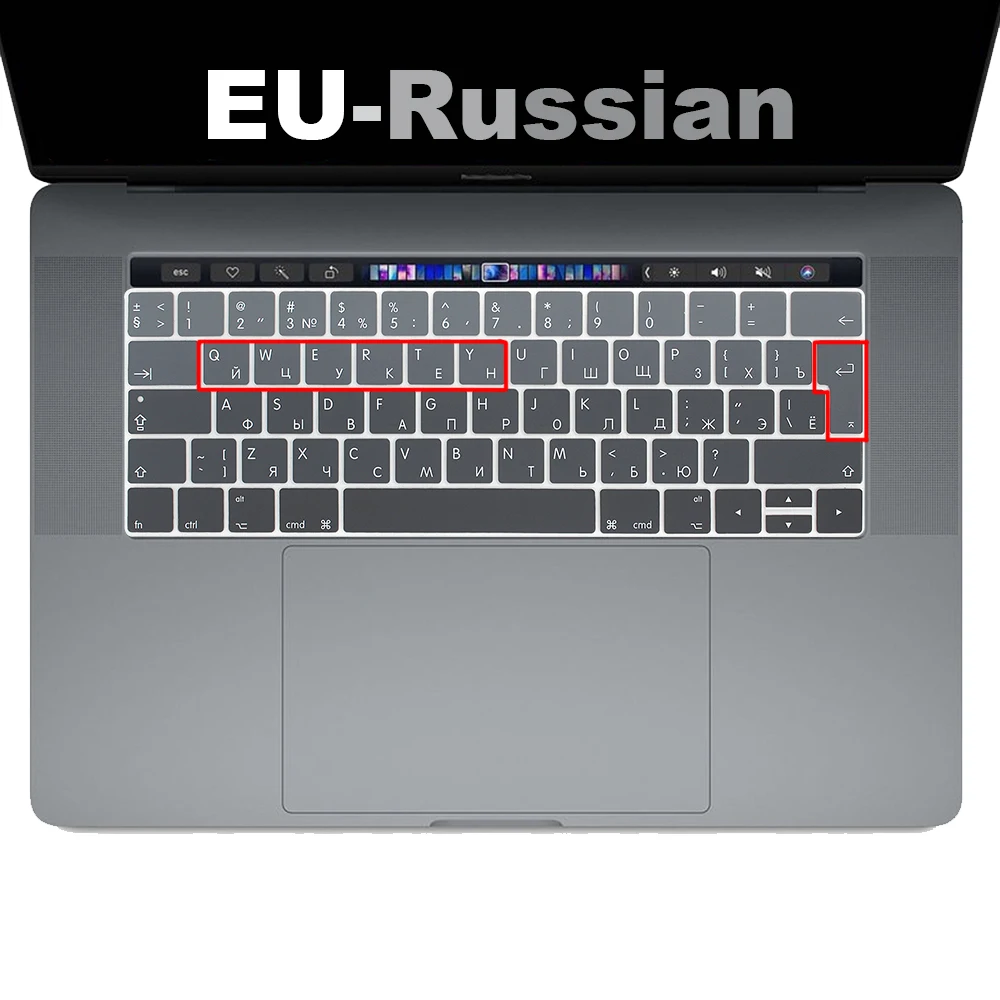 Чехол с русской клавиатурой защитная пленка для нового Macbook Pro 13 15 сенсорной