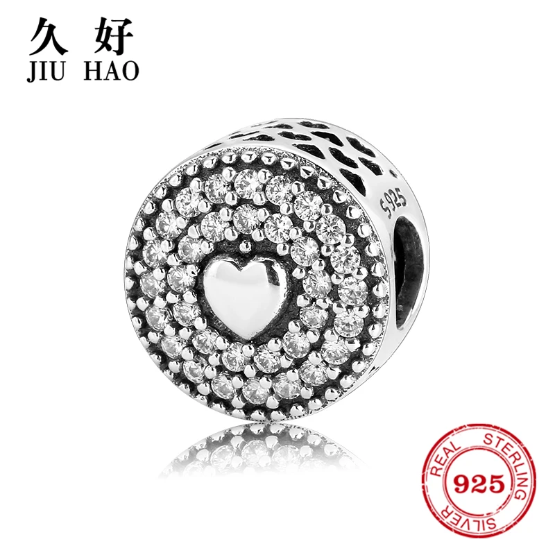

925 Sterling Silver Round Shape Hollow zircon beads womens accessories trendy 2018 Fit Original Pandora Charm Bracelet Jewelry