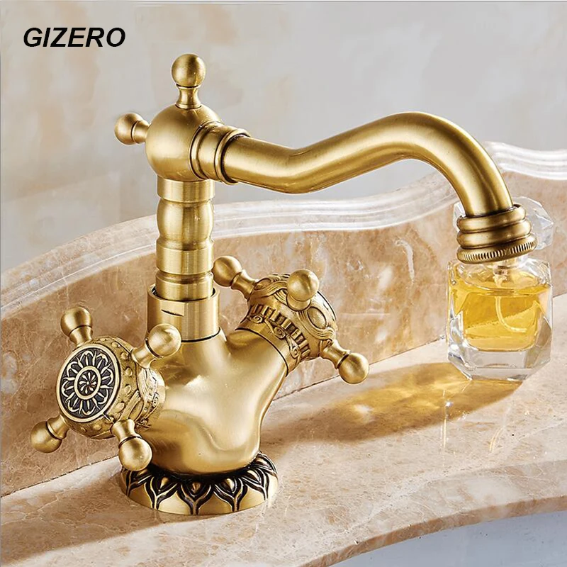 Bathroom Basin Faucets 360 Swivel Spout Antique Brush Color Vanity Sink