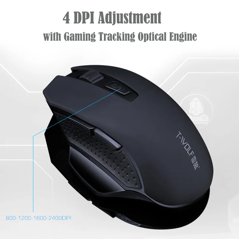 T WOLF Q11 Беспроводная игровая мышь 2400 dpi 2 4 GHz беспроводная оптическая эргономичная 6