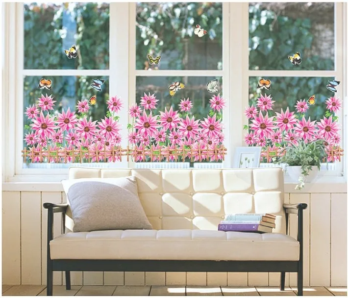 

Red Africa Daisy removeable wall stickers vinyl PVC stickers ,Fashional down floor pvc decal sticker