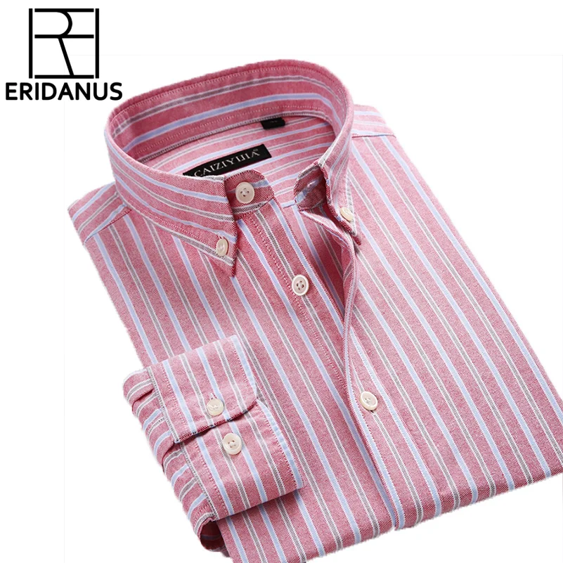 

2018 New Men Shirts Contrast Multi-Striped Casual Fashion Designer Slim Fit Comfort Soft Button-Down Design Cotton Shirt M636