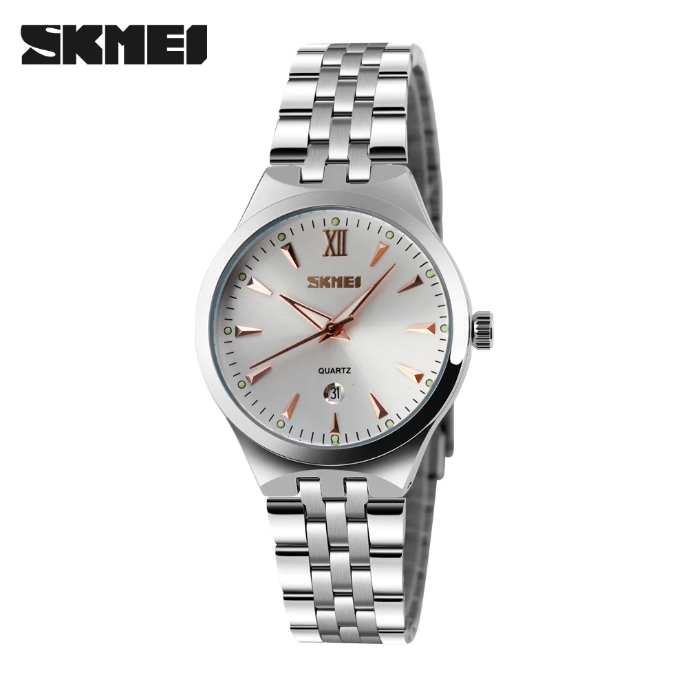 SKMEI кварцевые часы для женщин модные повседневные часы Relogio Feminino Montre Femme Reloj Mujer полностью стальные водонепроницаемые наручные часы