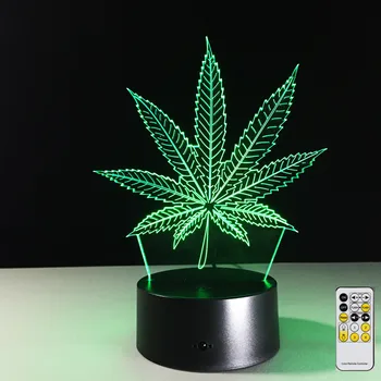 

Remote Maple Leaf 3D Visual Illusion Lamp Transparent Acrylic Night Light LED Lamp 7 Color Changing Touch Table Lamp Lava Lamp