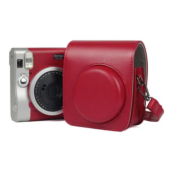 

FUJIFILM Instax Mini 90 Neo Classic Camera Case PU Leather Shoulder Strap Camera Bag Crystal PVC Protective Carry Cover
