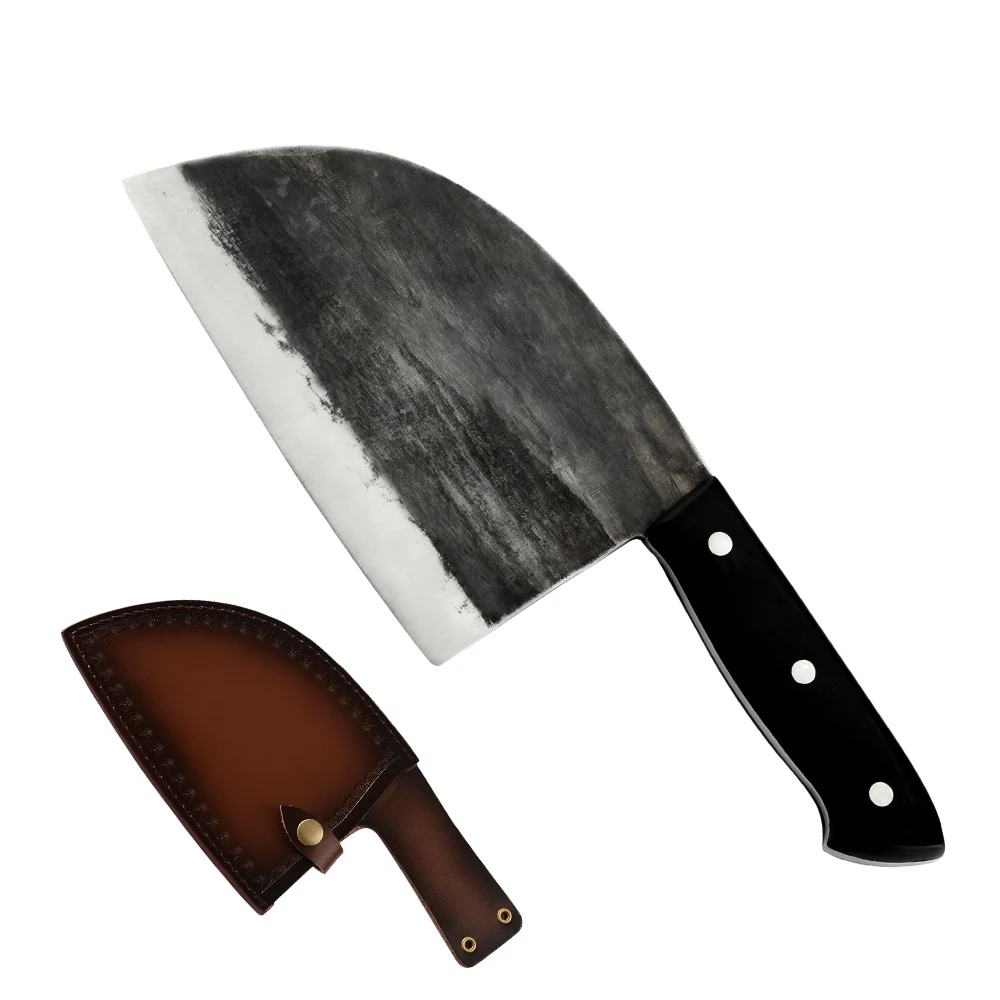 Нож поварской мясницы ручной работы кованые поварские ножи высокоуглеродистые Стальные Кухонные ножи с ножной кухонный мясницкий нож Инструменты