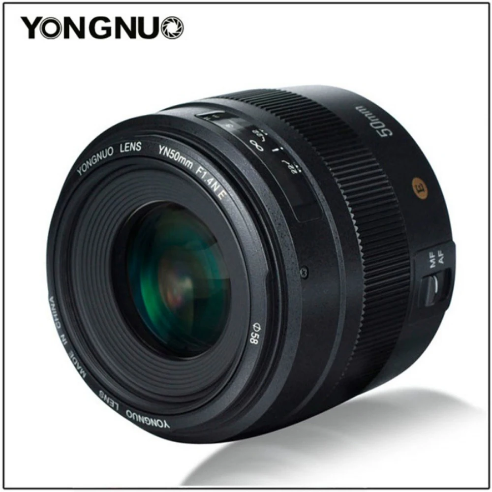 Светодиодная лампа для видеосъемки YONGNUO YN50MM 50 мм F1.4N F1.4 E Стандартный объектив с фиксированным фокусным расстоянием AF/MF объектив для Nikon D7500 D7200 D7100 D7000 D5600 D5500 D5300 D5200 D5100