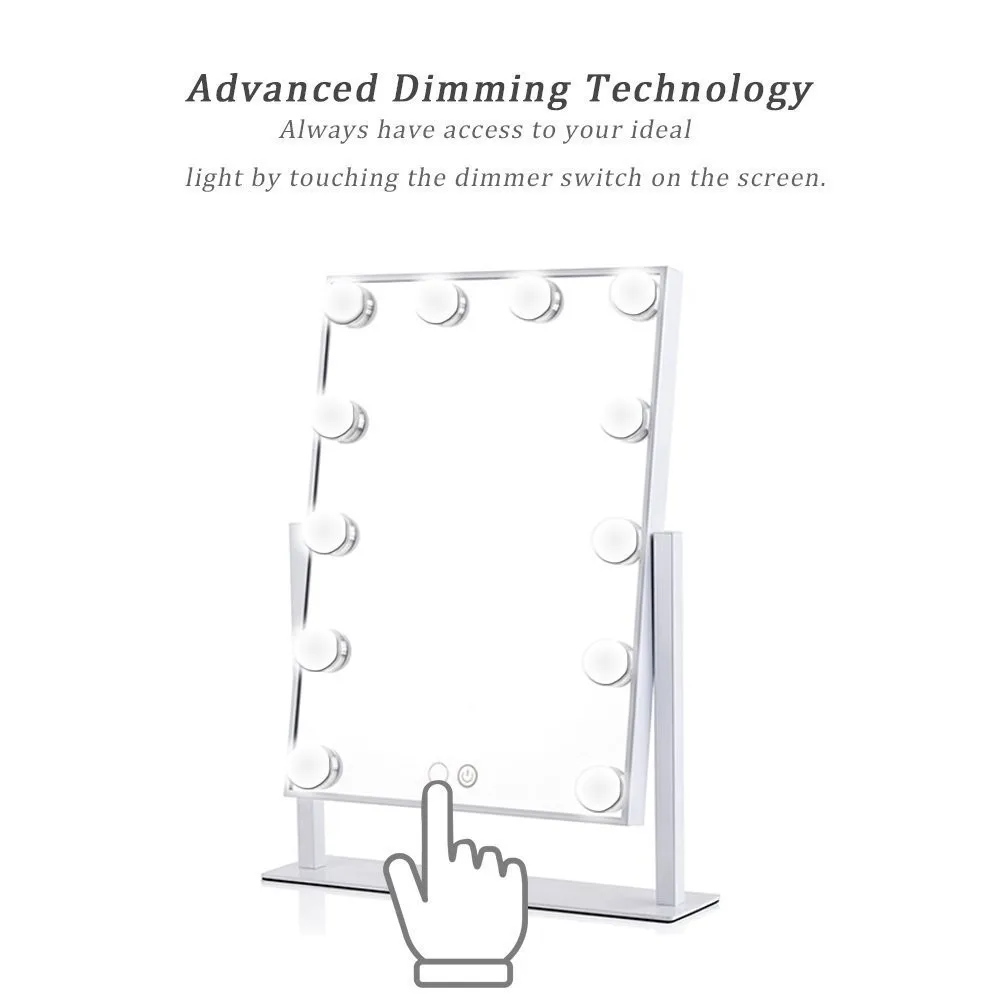 Голливудское косметическое зеркало с подсветкой, зеркало с 12 светодиодные Диммируемые лампы