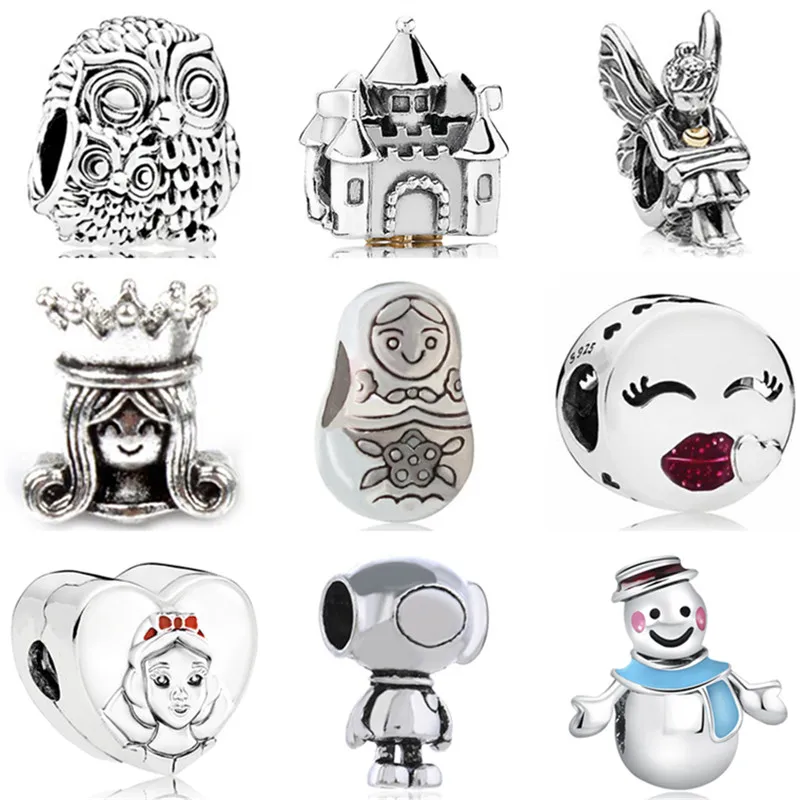 

Vintage Punk Cute Animal Owl Robot Castle Small Baby Girl Enamel Pendant Beads Fit Pandora Charm DIY Bracelets Making Jewelry
