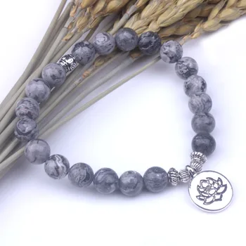 Bracelet Bouddhiste Homme pierre naturelle grise