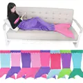 Soft Mermaid Tail Blanket Bed Wrap Fin Shark Mermaid Costume Children Sleepwear Blanket Sleepers Sleeping Bags Age 4-16