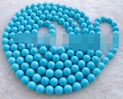 

ddh002458 Beautiful 50"perfect round 10mm blue turquoise necklace