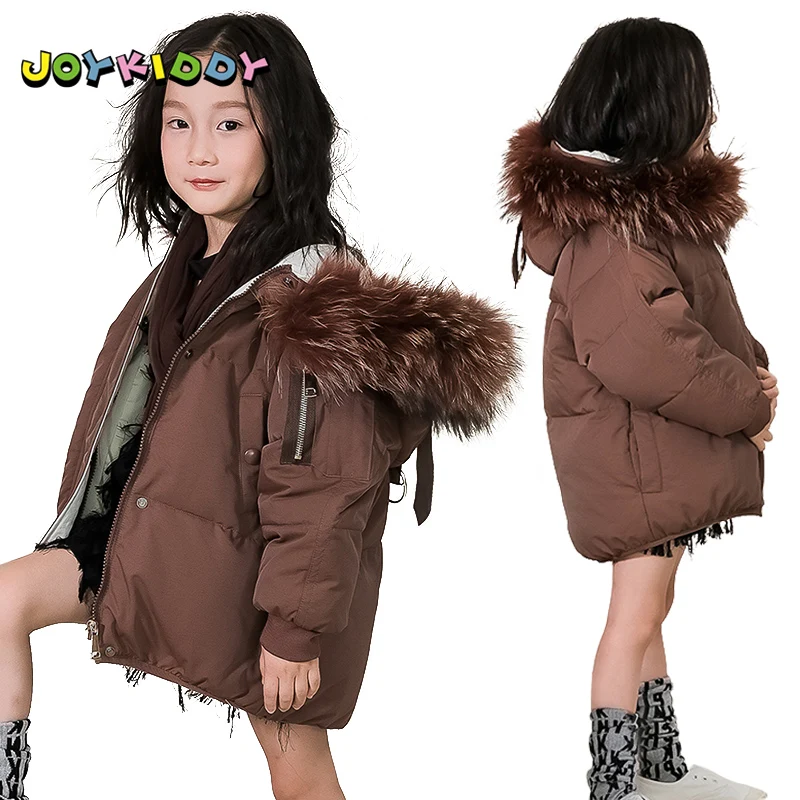 Winter Warm Down Jacket for Children 90% Duck Down Coat Girls Boys Large Raccoon Fur Collar Hooded Parka Jacket Casual Outerwear Winter Warm Down Jacket for Children 90% Duck Down Coat Girls Boys Large Raccoon Fur Collar Hooded Parka Jacket Casual Outerwear