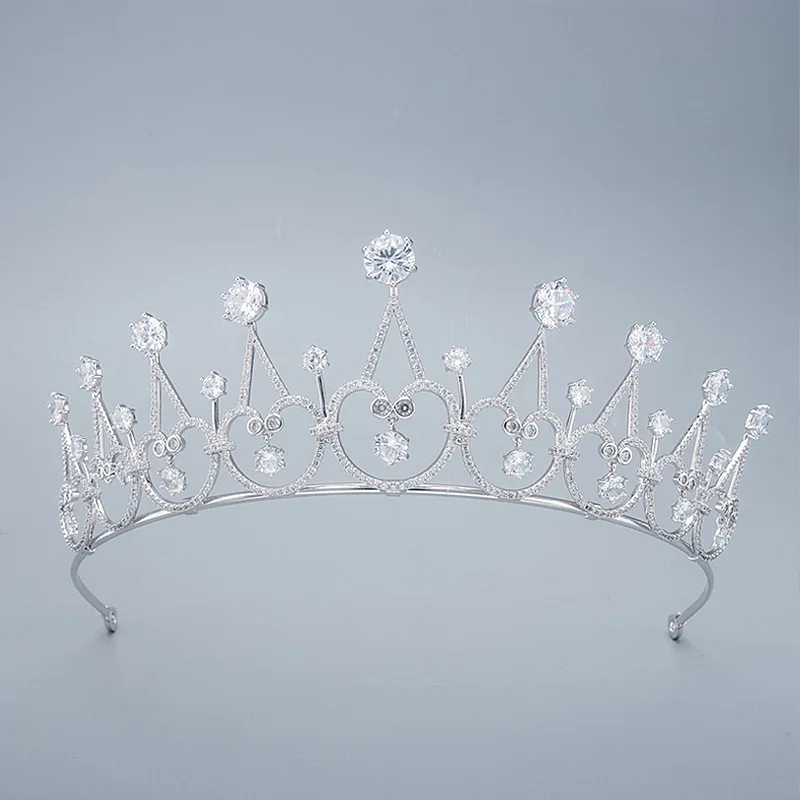 

New AAA Zircon Tiaras Princess Cubic Zirconia Crowns Headband For Girl Bride Party Wedding Hair Accessories Bridal Jewelry