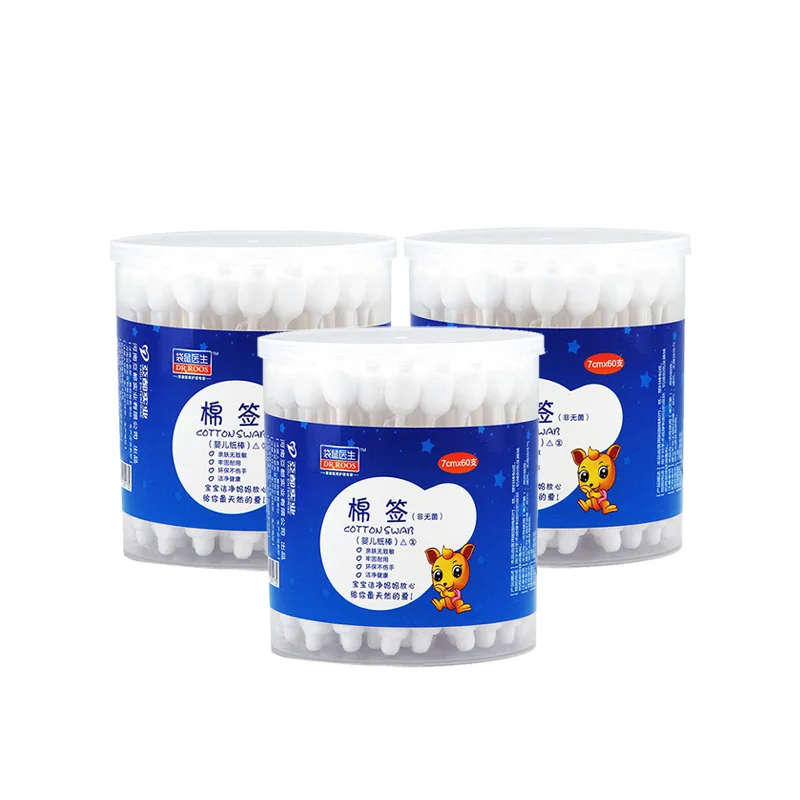 

60pcs (3box)Safety Baby Cotton Swab Gourd shape clean baby ears Sticks Health Medical Buds Tip swabs