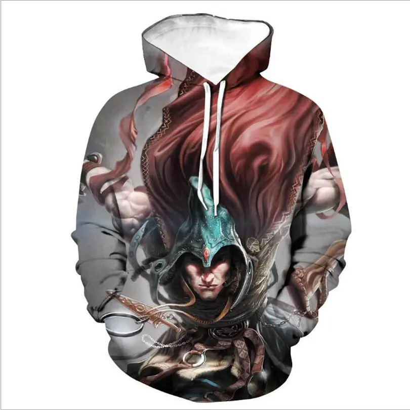 

2018 new 3D digital printing animated character pullover hooded fashion large size fashion baseball clothing