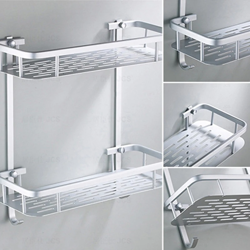 

Double Layer Multifunctional Aluminum Alloy Sturdy Corner Bathroom Shelf Modern Wall Shelf Bathroom Rack Accessories