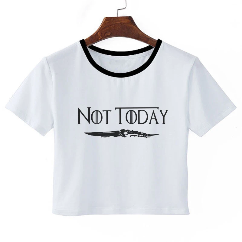 Not Today Футболка с принтом Игра престолов Arya Stark Inspired женский короткий рукав короткий топ белые футболки винтажные Camiseta Dracarys - Цвет: 1936