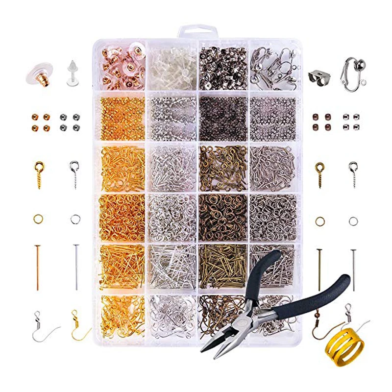 

2758 Pcs Jewelry Making Kit and Earring Repair Kits with Earring Hooks Backs Open Jump Rings Head Making and Repairing Earrings