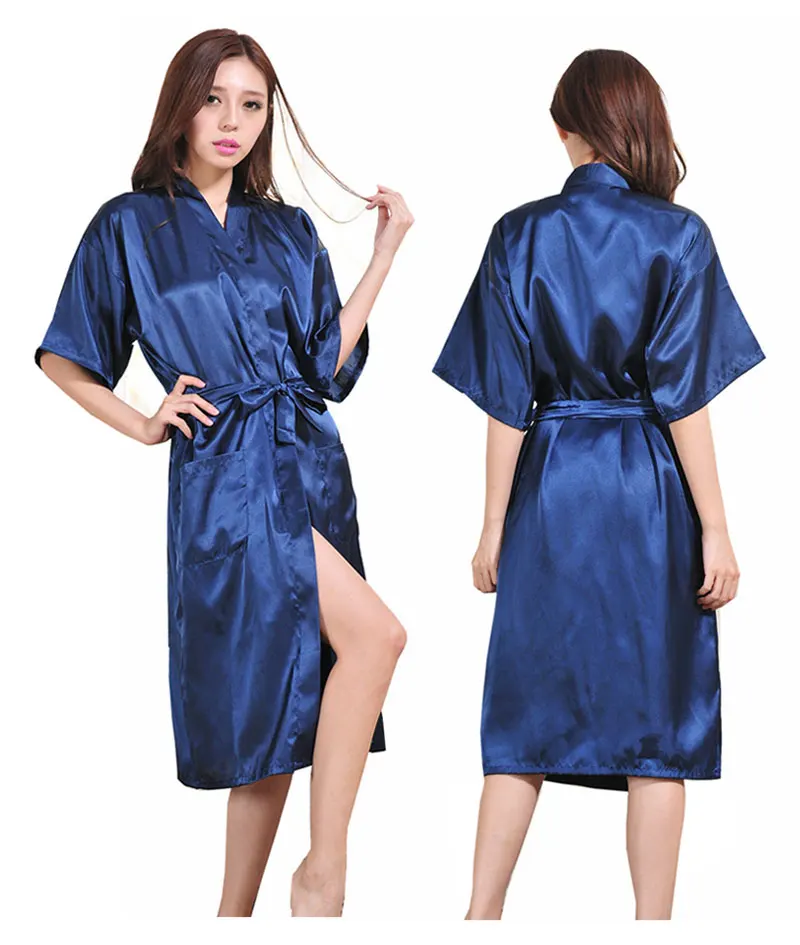 Women Ladies Satin Silk Japanese Kimono Robes Bathrobe Wedding