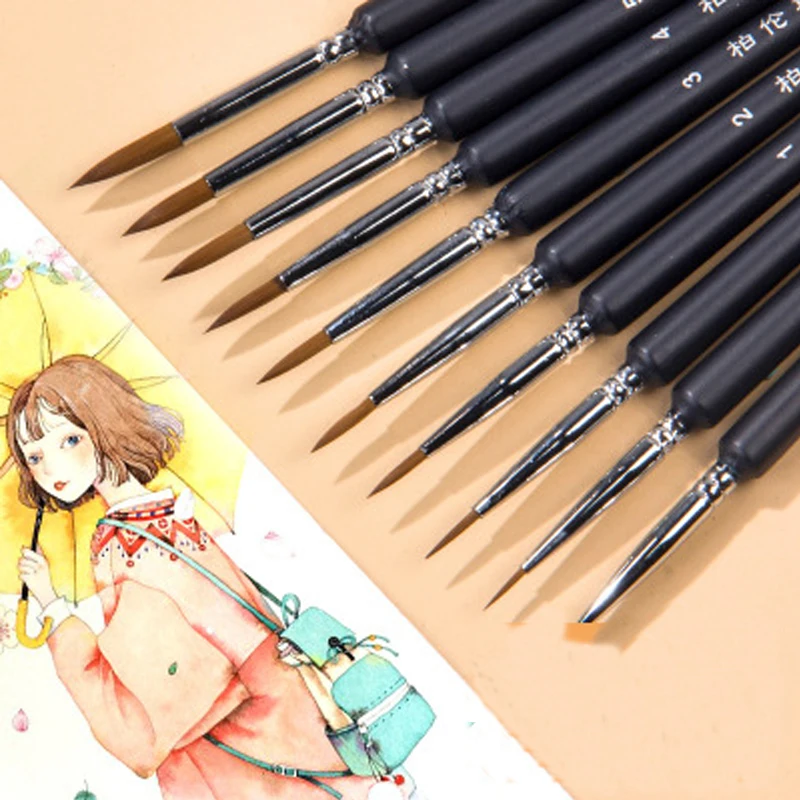 

Miniature Paint Nail Brushes Detail Set Hook Line Pen Round Point Watercolor Drawing Brush Pen For Paint By Numbers Supplies Kit