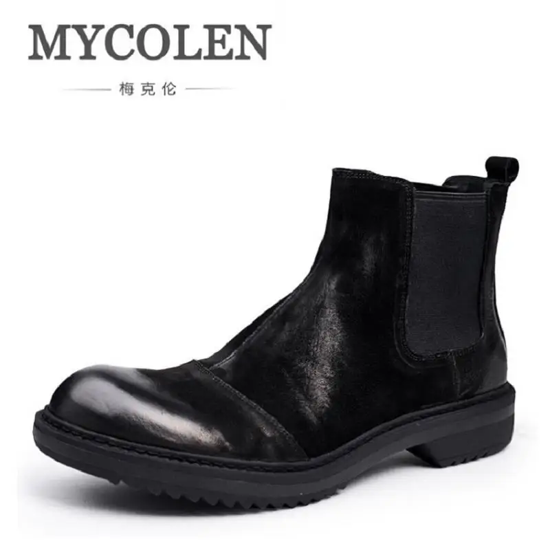 Leder Vintage Bota Luxus Masculina N Schwarzes Stiefel Stil Chelsea Qualität brown Business Männer Marke Schuhe Casual Top Mycolen 05Uy4Z0