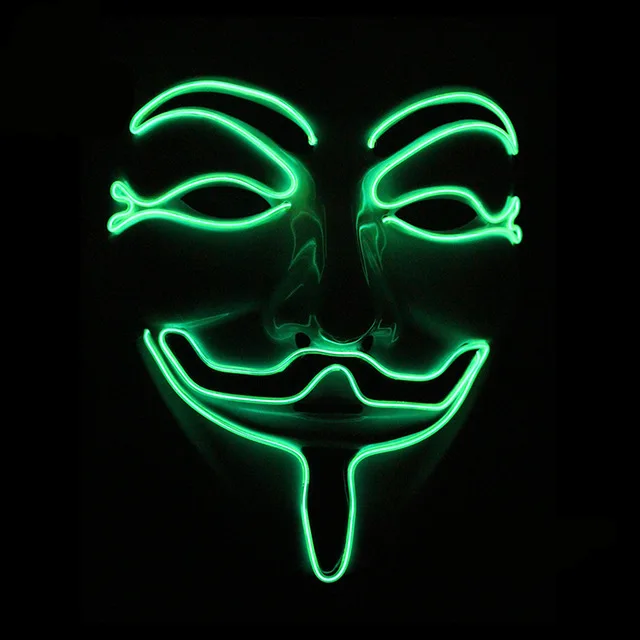 Хэллоуин вечерние светодиодный маска маскарадные маски неоновые Ужасы Косплей светящаяся маска DJ вечерние светильник Светящиеся в темноте маски - Цвет: Зеленый