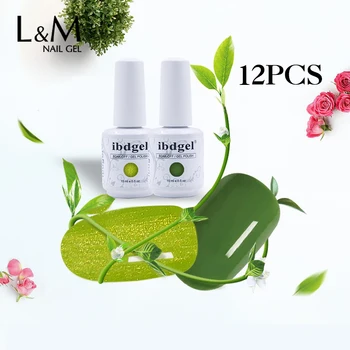 

12pcs/set Gelatu Series ibdgel Brand Label Sticker Gel Nail Polish Bottle UV Gel Color Available Varnish