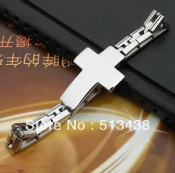 

10pcs/lot charm High polished stainless steel cross link bracelet Bangle unisex ,fashion fiance fiancee gift