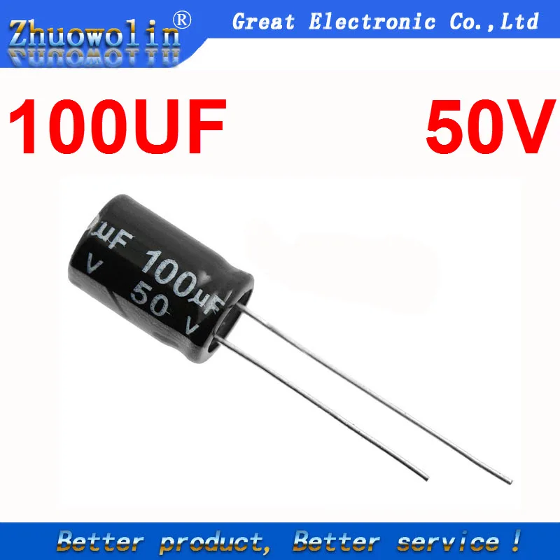 50PC/Lot 100UF 50V Electrolytic Capacitor SIZE 8X12MM | Электронные компоненты и принадлежности