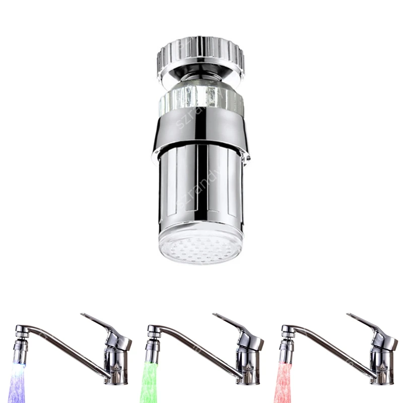 Temperature control 3 colors RGB lighted kitchen faucet with adaptors