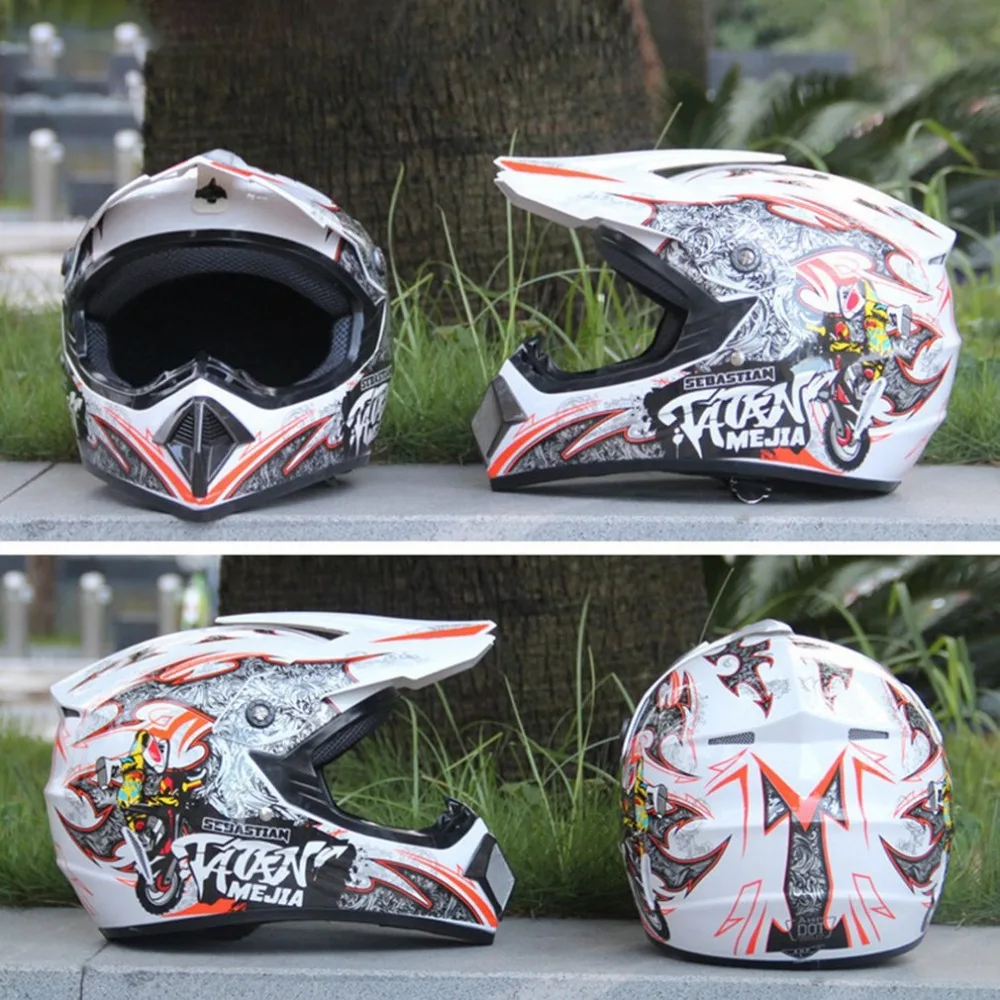 3PCS SET Breathable Helmet Lightweight Full Face Racing Motorcycle Safety Men Women ABS Shell Motorbike Sports Helmet Protector