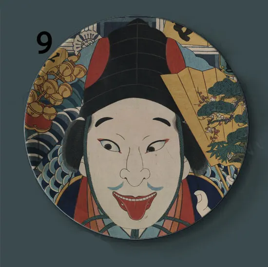 Ukiyo-e декоративные тарелки для рисования в японском стиле, керамическое домашнее художественное блюдо, бар отеля, фоновый дисплей, масляная живопись, тарелки - Цвет: 9