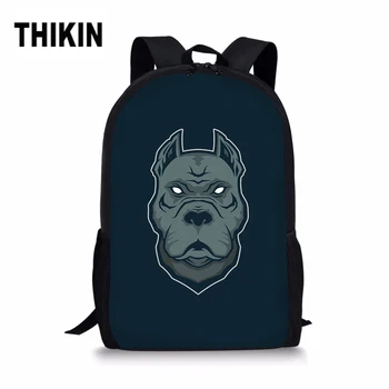 

THIKIN Cool Black Pitbull Dog School Bags for Teenage Boys Girls Backpack Male Feminina Laptop Chilren Bagpack Travel Bookbag