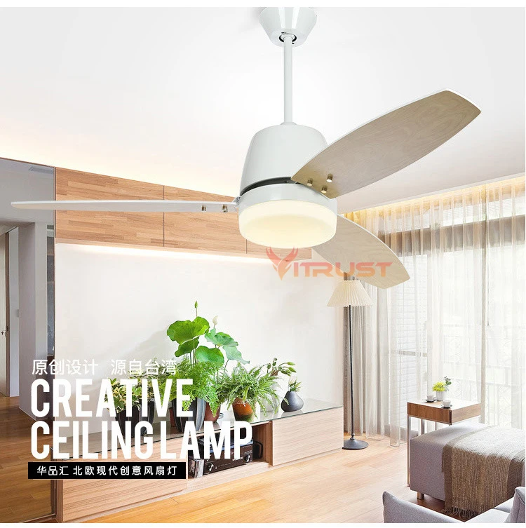 Современный скандинавский потолочный вентилятор лампа для столовой комнатный вентилятор с пультом дистанционного управления 42/52 дюймов