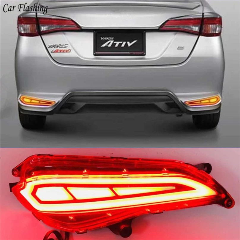 

1set For Toyota Yaris 2017 2018 car style LED DRL Reflector Lights Rear fog lamp Warning Light Brake Fog Head lamp rear Lights