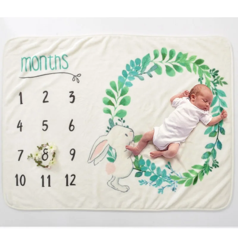 Baby Month Commemorate Blanket For All Seasons Childreb Small Flannel Blanket Newborn Infant Blanket