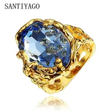 Новые роскошные кольца для женщин, большой натуральный камень, штат мужчин, т благородный золотой цвет, мужские кольца, круглые синие мужские элегантные кольца для девушек