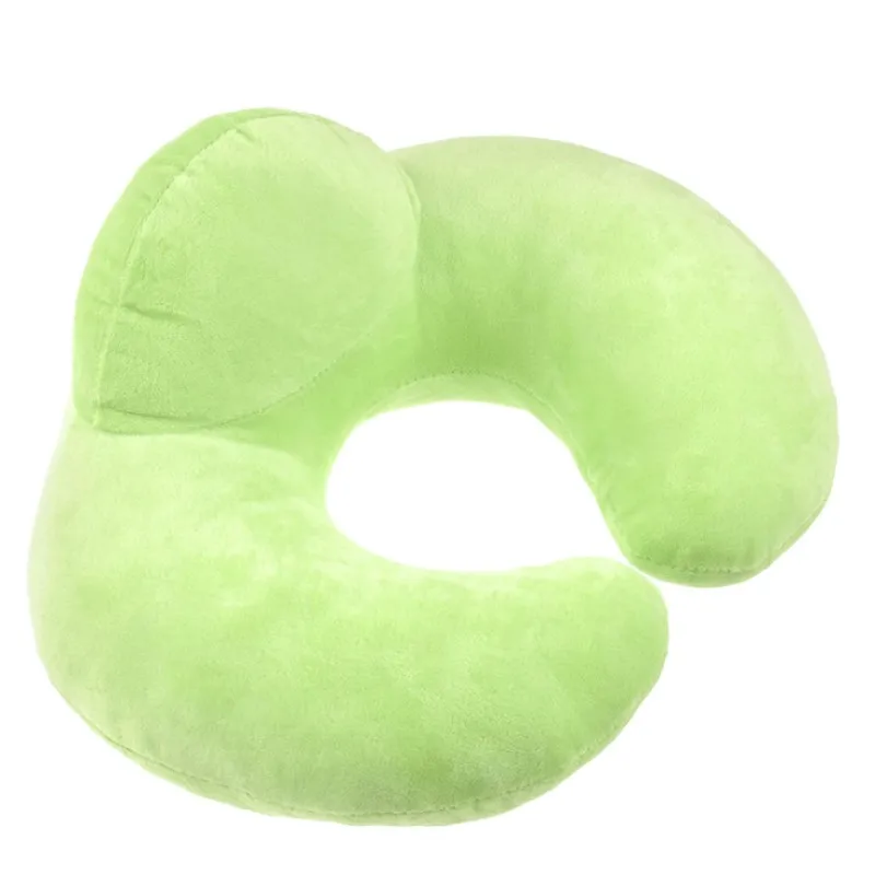 U-образная Soild подушка для шеи для офиса Nap Автомобильный подголовник в самолете для кормления дорожная подушка для шеи подушки - Цвет: Зеленый