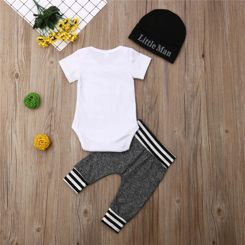 3Pcs/set Baby Boy Clothes Infant Romper+Pants+Hat Long&Short Sleeve Newborn Clothes Outfit Clothes Infant Clothing 0-18Months