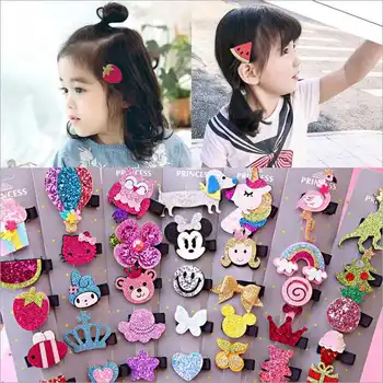 

5 Pcs/lot Glitter Cartoon Princess Hair Clips Girls Hair Pins Toddler Hair Accessories Fashion Hairgrip Cute Baby Girls