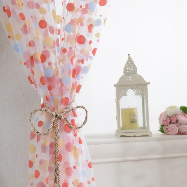 Harga Pabrik Polka Titik Menggantungkan Panel Sheer Syal Valance