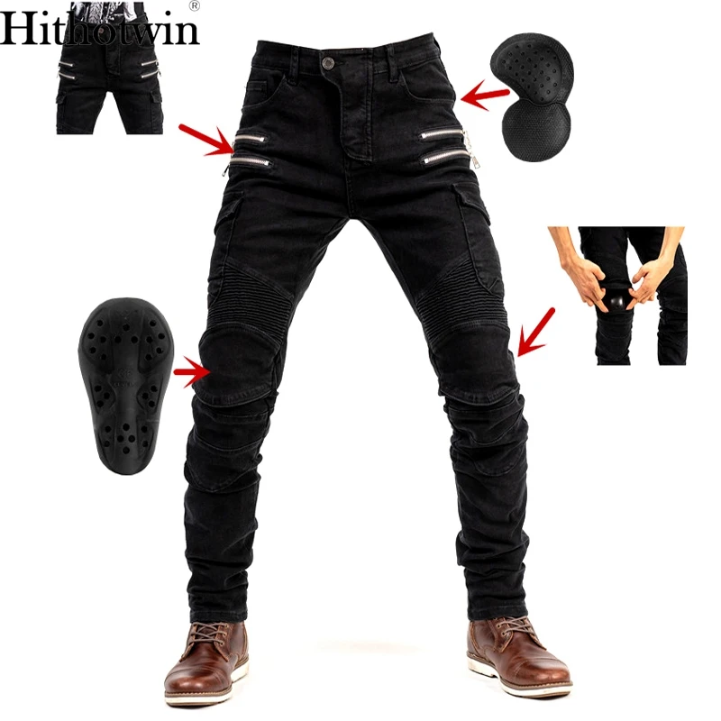 

Hi-07 2019 New Zip pocket pants Motorcycle Pants Men Moto Jeans Protective Touring Motorbike Trousers Motocross Pants Moto Pants