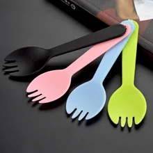 

100 Pcs Disposable fork and spoon mini plastic fork and spoon dessert icecream Cake Fast food restaurant wedding home party