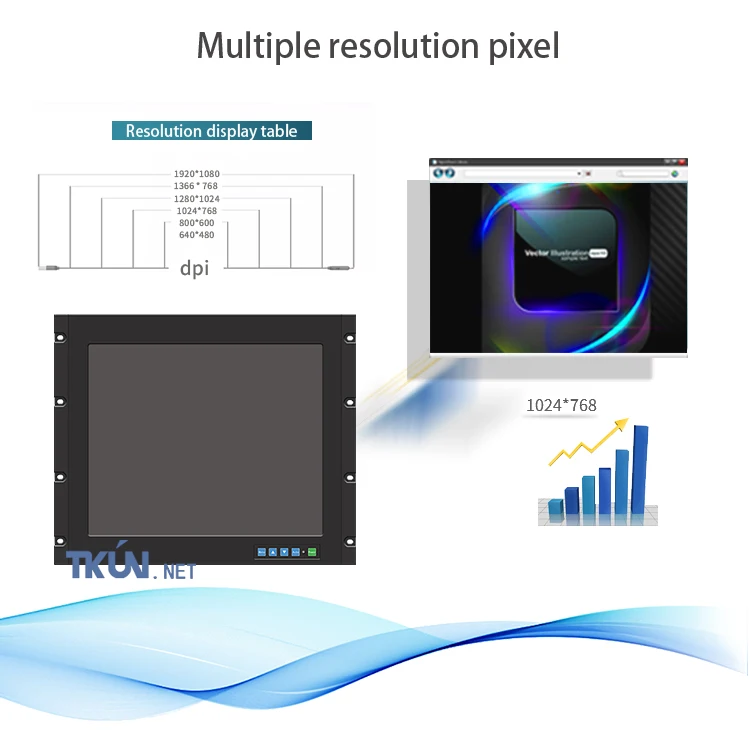 TKUN алюминиевая панель стоечный промышленного high-end 15-дюймовый сенсорный экран монитор TK1500