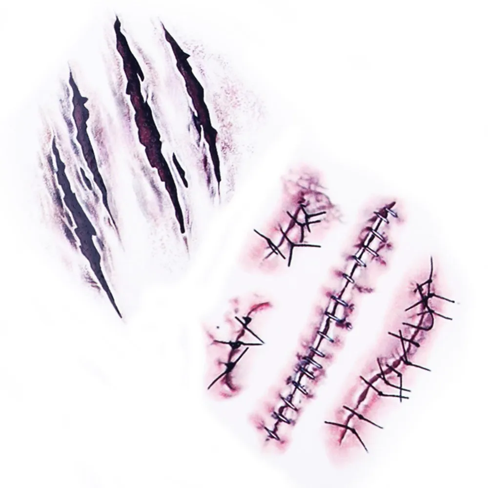 

Fashion Hot Halloween Zombie Scars Tattoos With Fake Scab Blood Special Costume Makeup