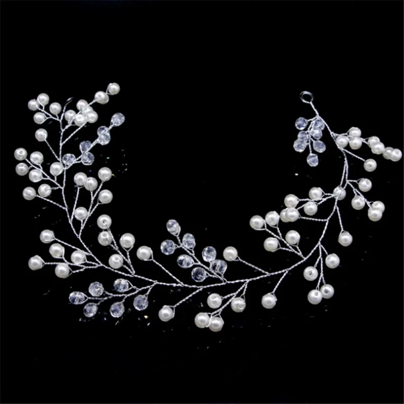 OPPOHERE Горячая Мода серебряный жемчуг свадебная диадема из кристаллов повязка на голову свадебный Лист Аксессуары для волос украшения на голову для женщин девочек
