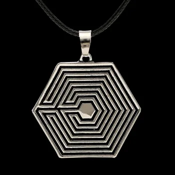 

2016 New Fashion Korean EXO Logo Necklace Simple Pendant Necklace With Rope Chain Wholesale 20pcs/lot