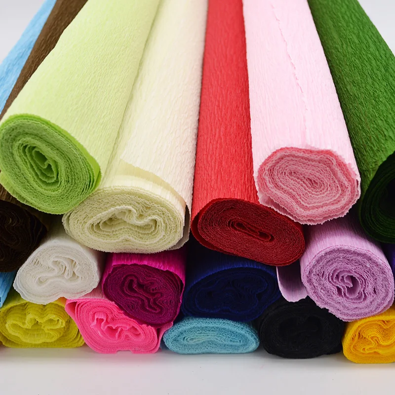 

1 Roll 50*250cm Crepe Paper Flower Making Wrapping DIY Scrapbooking Craft Crinkled Paper Gifts Packing Home Wedding Decor 75